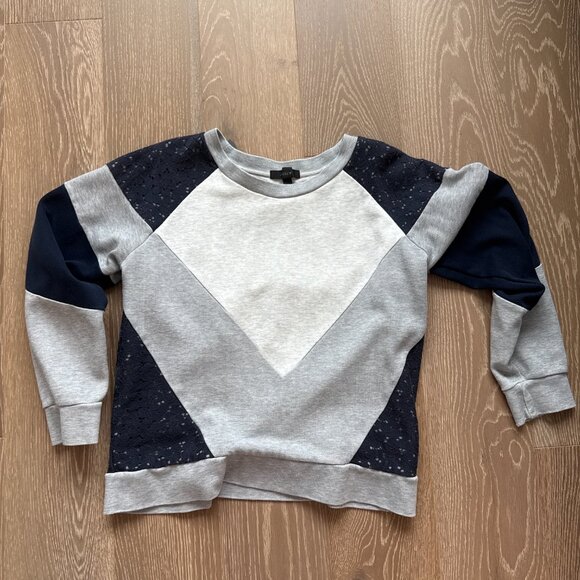 Madewell Green Knit Sweater + J.Crew Colorblock Sweatshirt Bundle - Picture 3 of 3